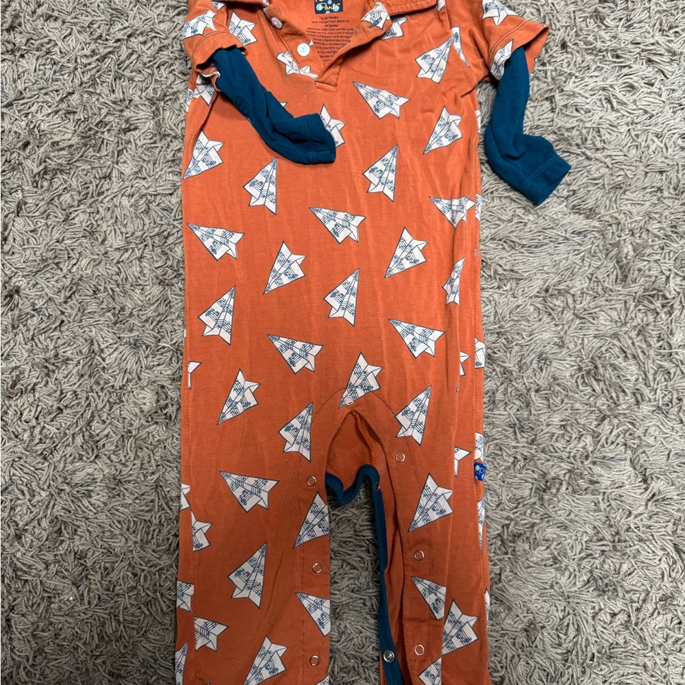 Orange Paper Airplane Kids One Piece